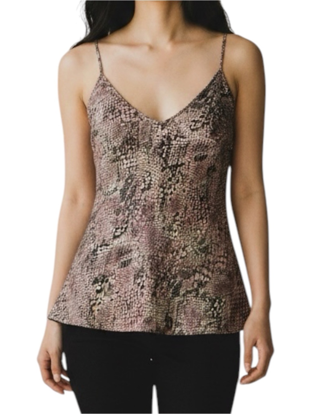 L’Agence NWT Lexi Brown Multi Garden Snake Print Camisole Size Large